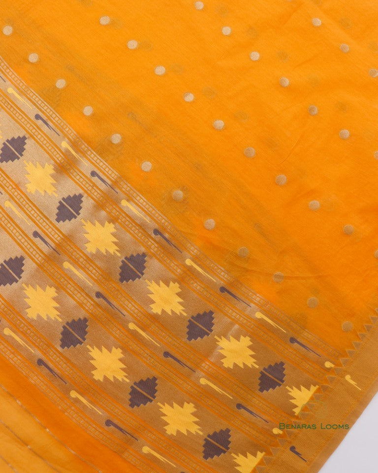 Haldi Yellow Paithani Unstitched Suit Set