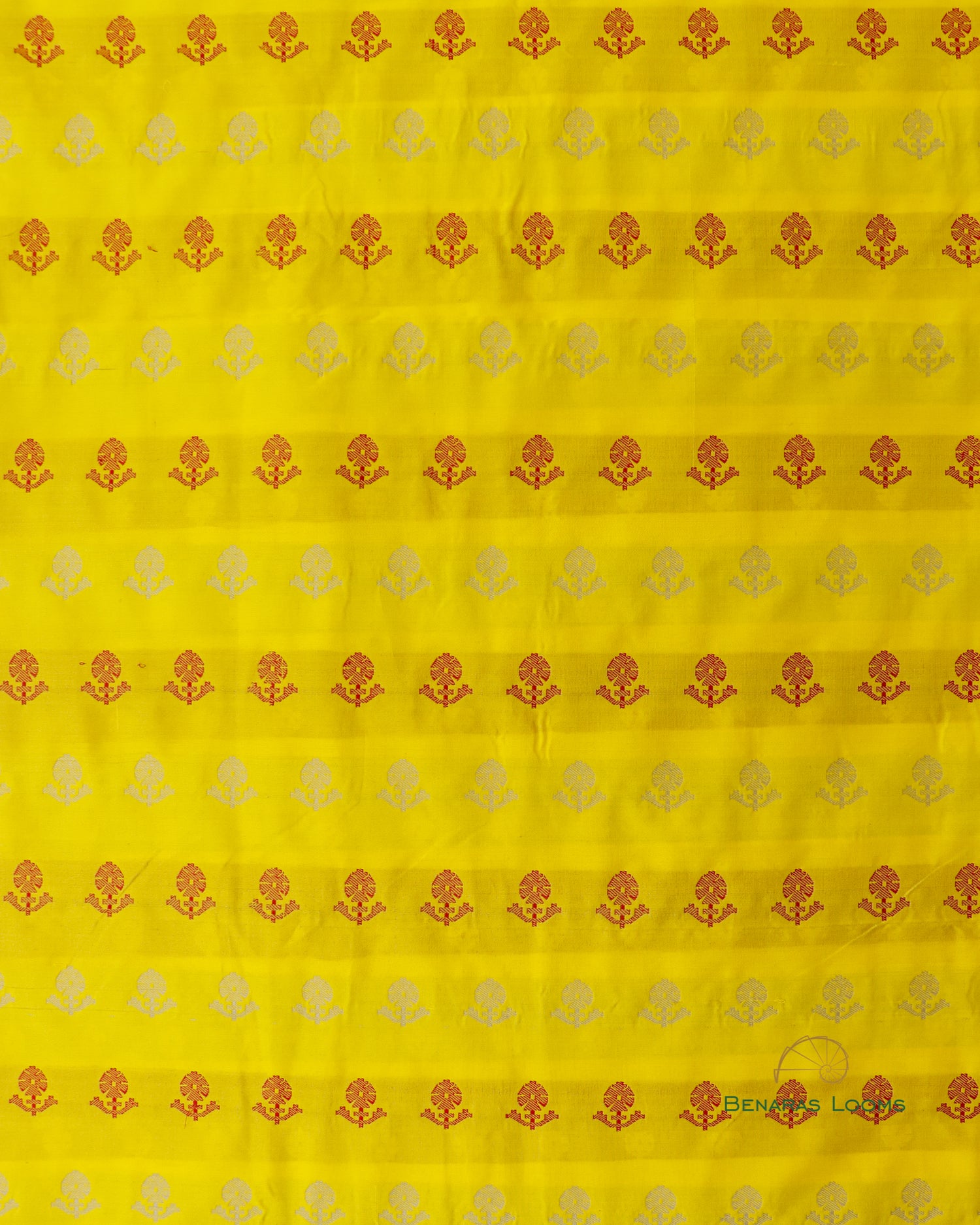 Yellow Handwoven Pure Kataan Silk Fabric