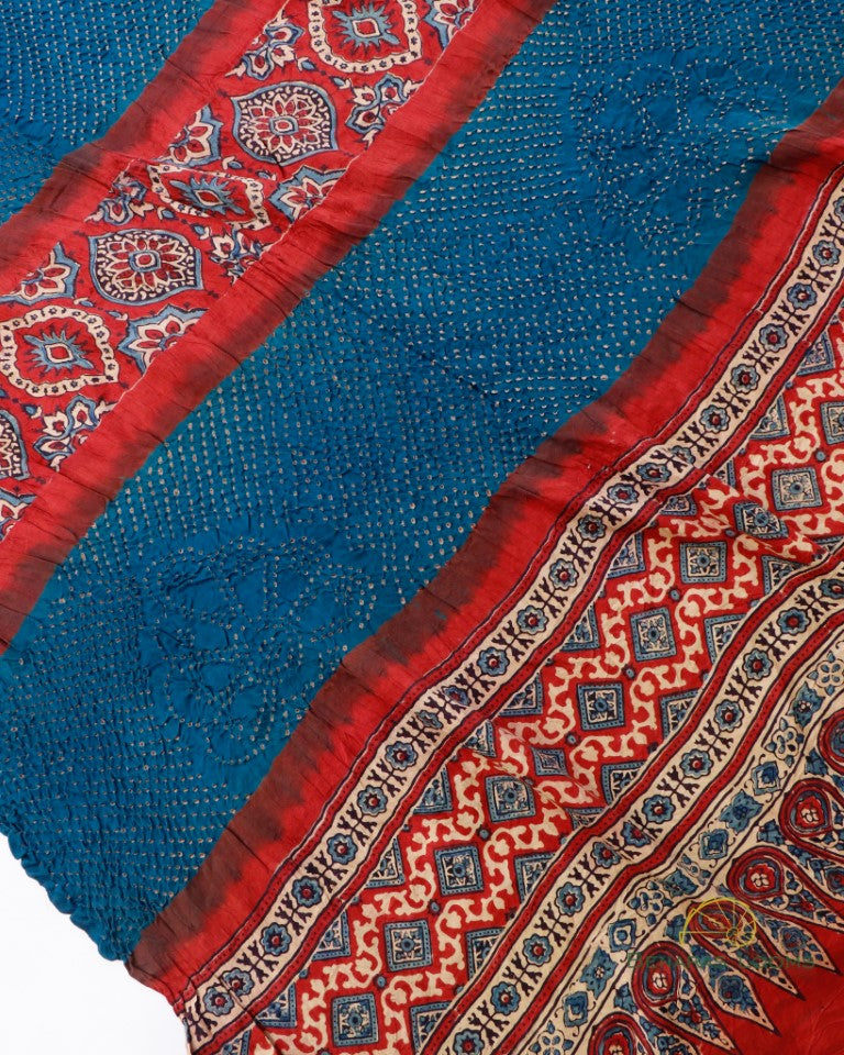 Blue Handwoven Pure Silk Bandhani Dupatta