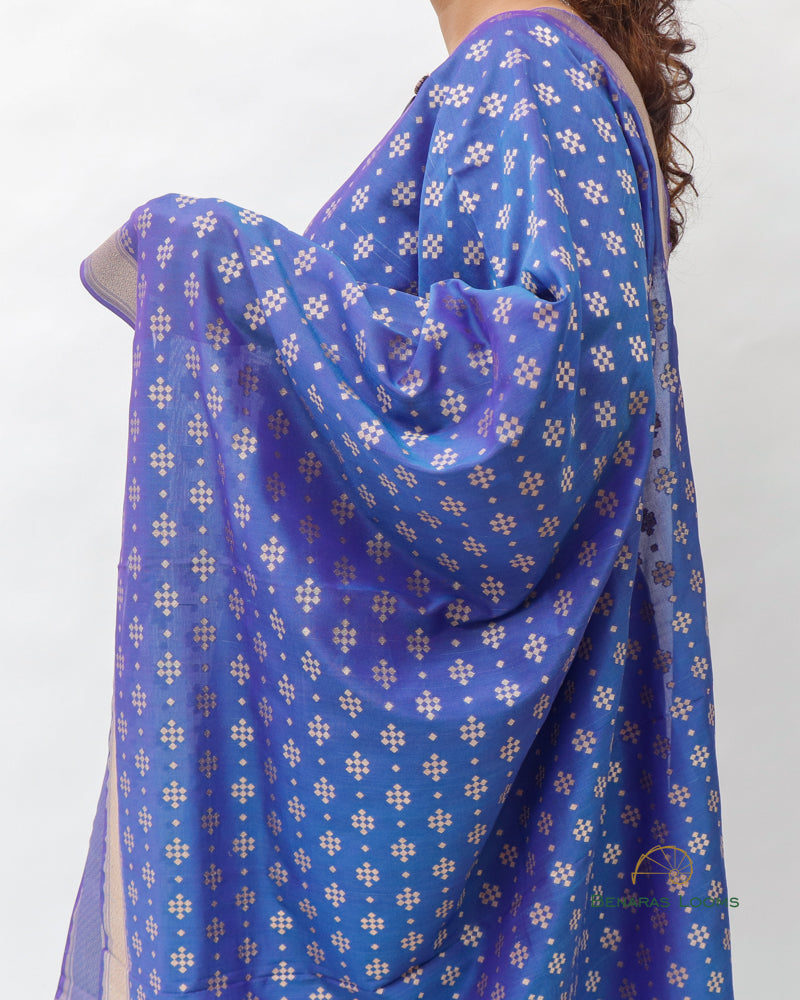 Blue Handwoven Pure Kataan Silk Banarasi Dupatta
