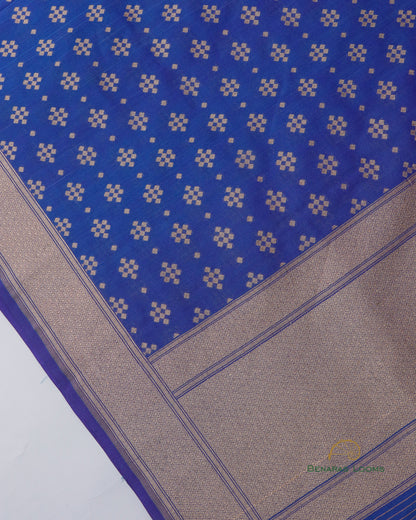 Blue Handwoven Pure Kataan Silk Banarasi Dupatta