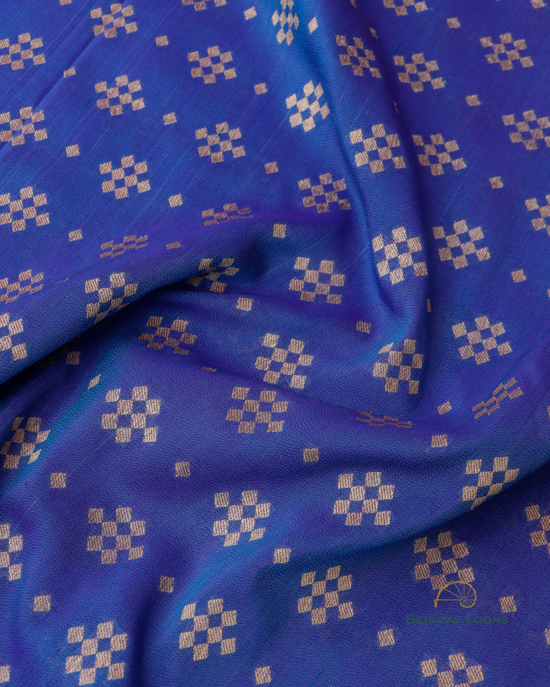 Blue Handwoven Pure Kataan Silk Banarasi Dupatta