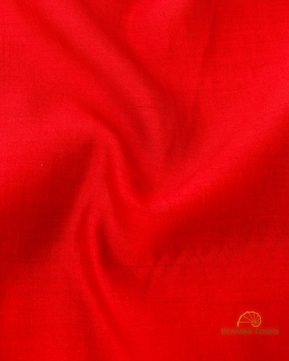 Red Handwoven Munga Silk Banarasi Unstitched Suit Set