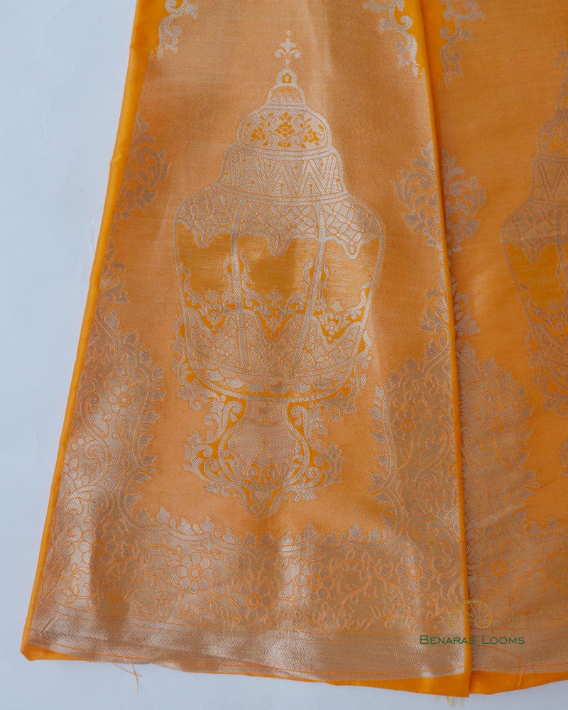 (Only Panels)Vamika Handwoven Pure Kataan Silk Yellow Banarasi Lehenga