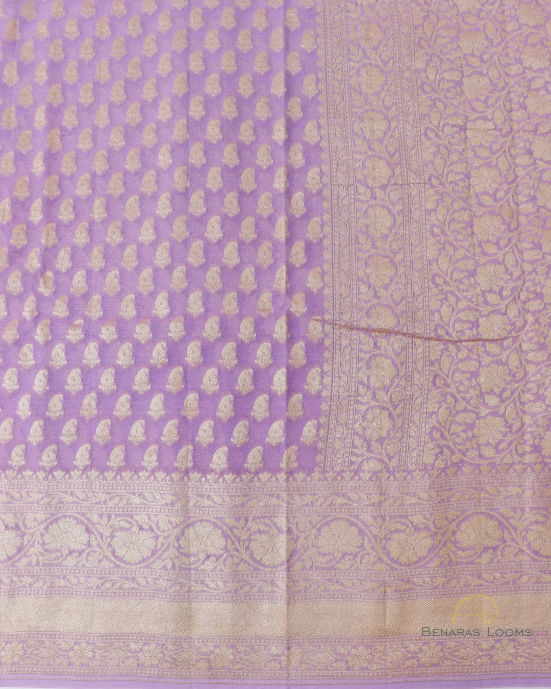 Lavender Pure Georgette Silk Handwoven Banarasi saree