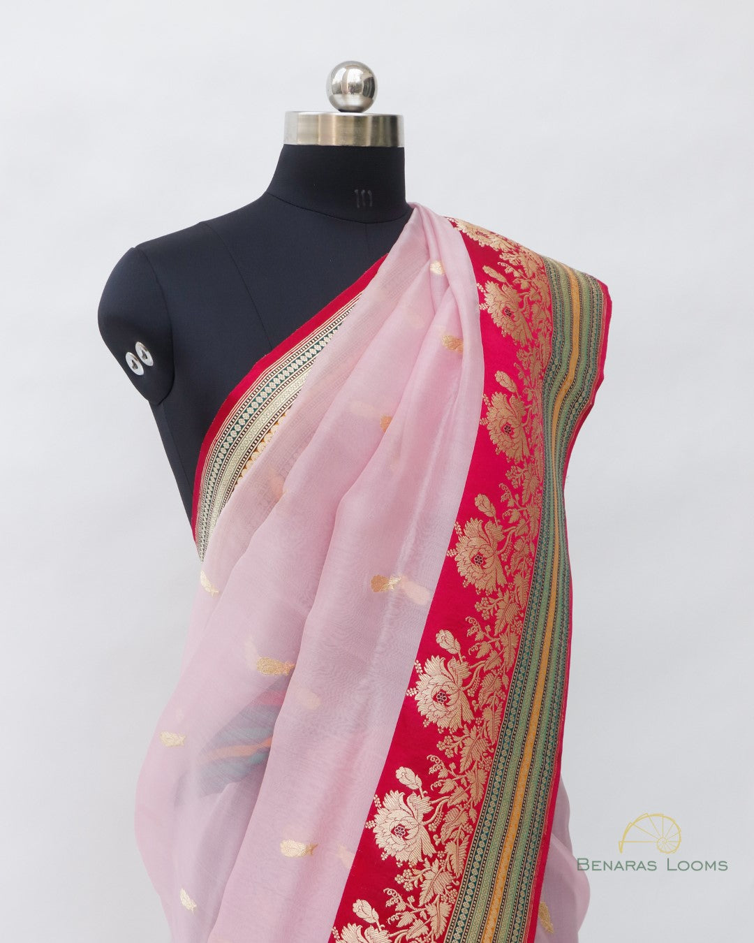 Pink Handwoven Pure Kora Silk Banarasi Saree