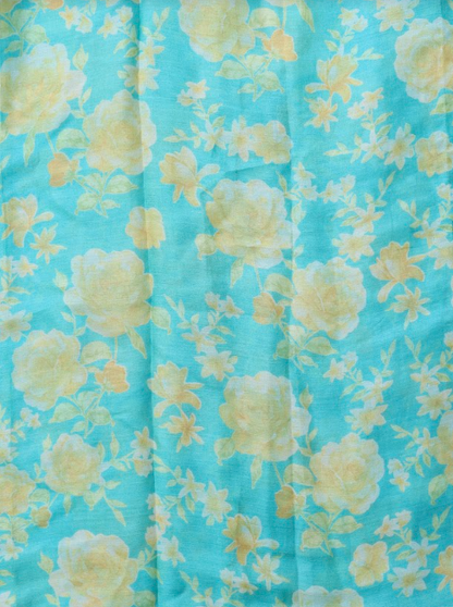 Blue Pure Silk Digital Printed Fabric