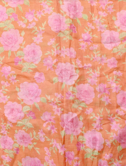 Orange Pure Silk Digital Printed Fabric