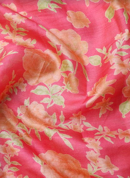 Red Pure Silk Digital Printed Fabric