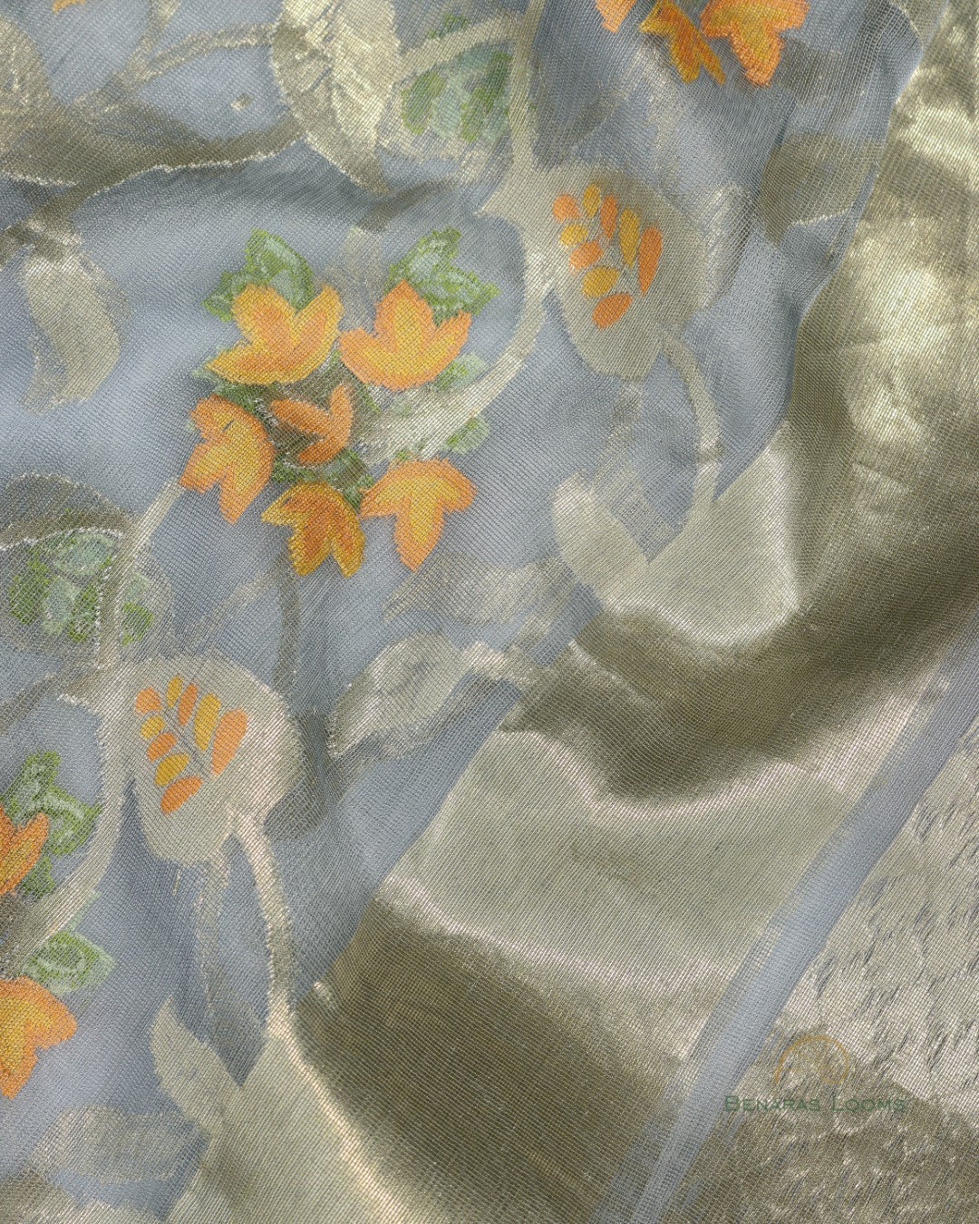 Grey Hanwoven Organza Net Banarasi Dupatta