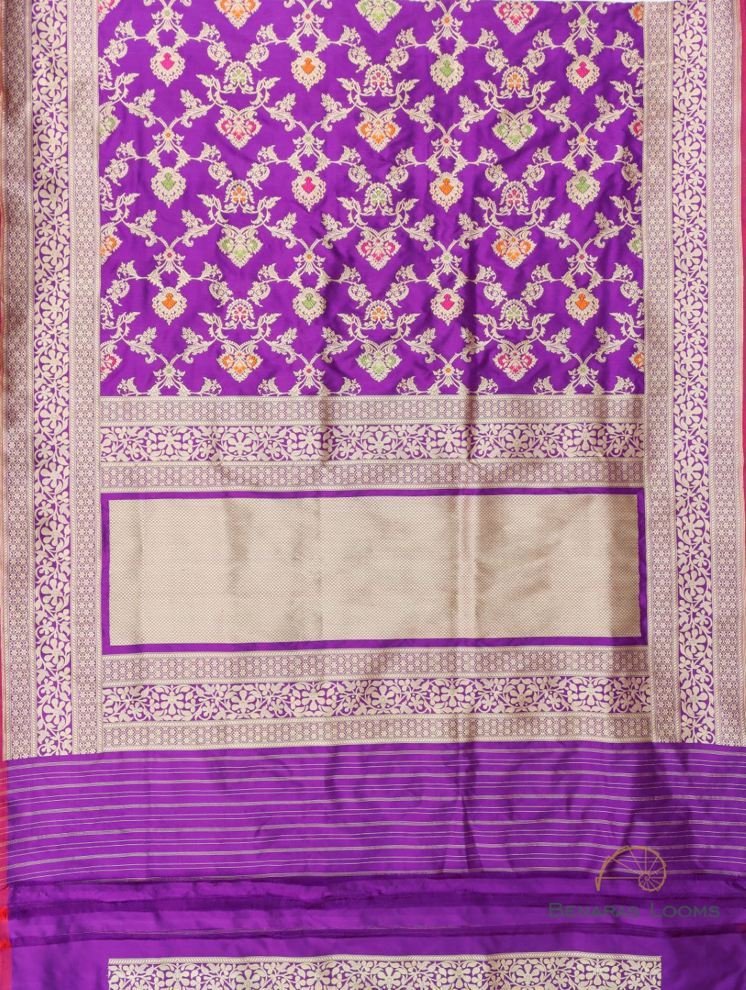 Purple Handwoven Pure Kataan Silk Banarasi Saree With Meenakari