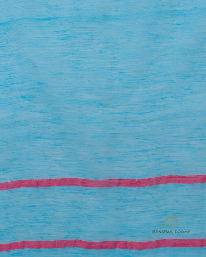Blue Handwoven Cotton Silk Tantuj Saree.