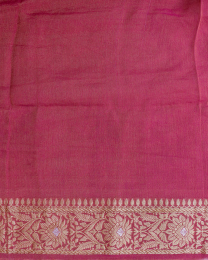 Handwoven Pure Georgette Silk Ombre Dyed Cutwork Banarasi saree.