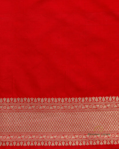 Red Handwoven Pure Silk Brocade Banarasi Saree.