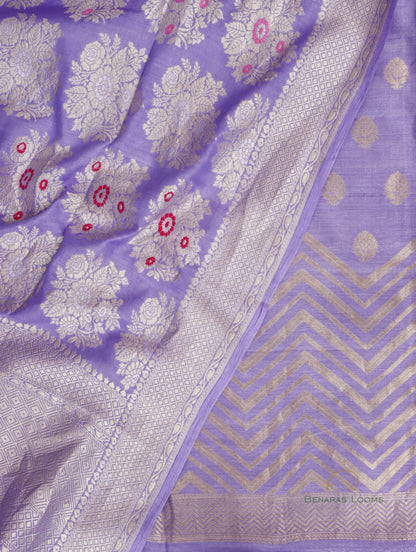 Purple Handwoven Pure Munga Banarasi Suit Fabric