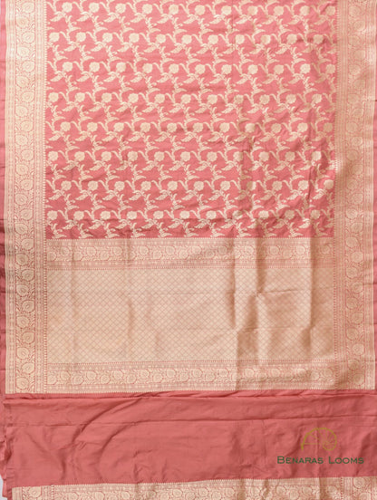 Peach Handwoven Pure Silk Banarasi Saree