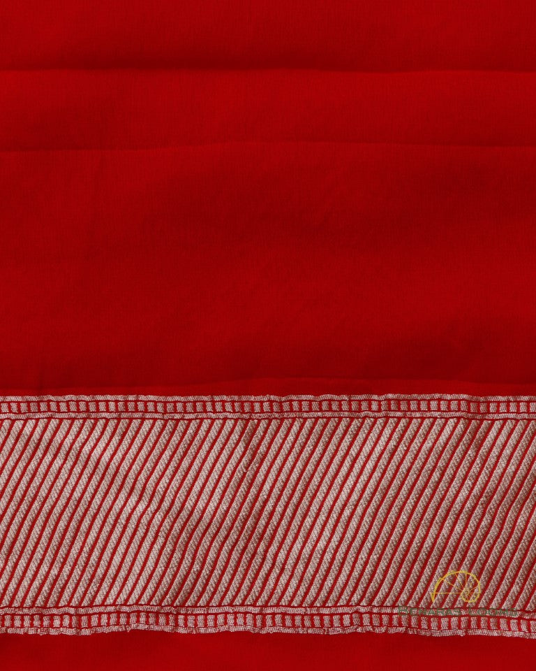 Purple Handwoven Pure Georgette Floral Benarasi Saree