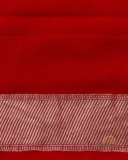 Purple Handwoven Pure Georgette Floral Benarasi Saree