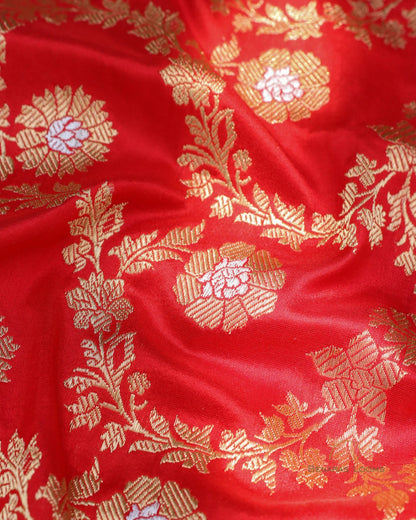 Red Handwoven Kadhua Jangla Banarasi Dupatta
