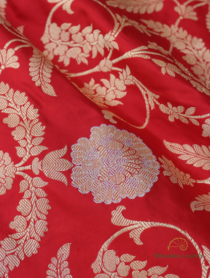 Red Handwoven Pure Kataan Silk Banarasi Saree