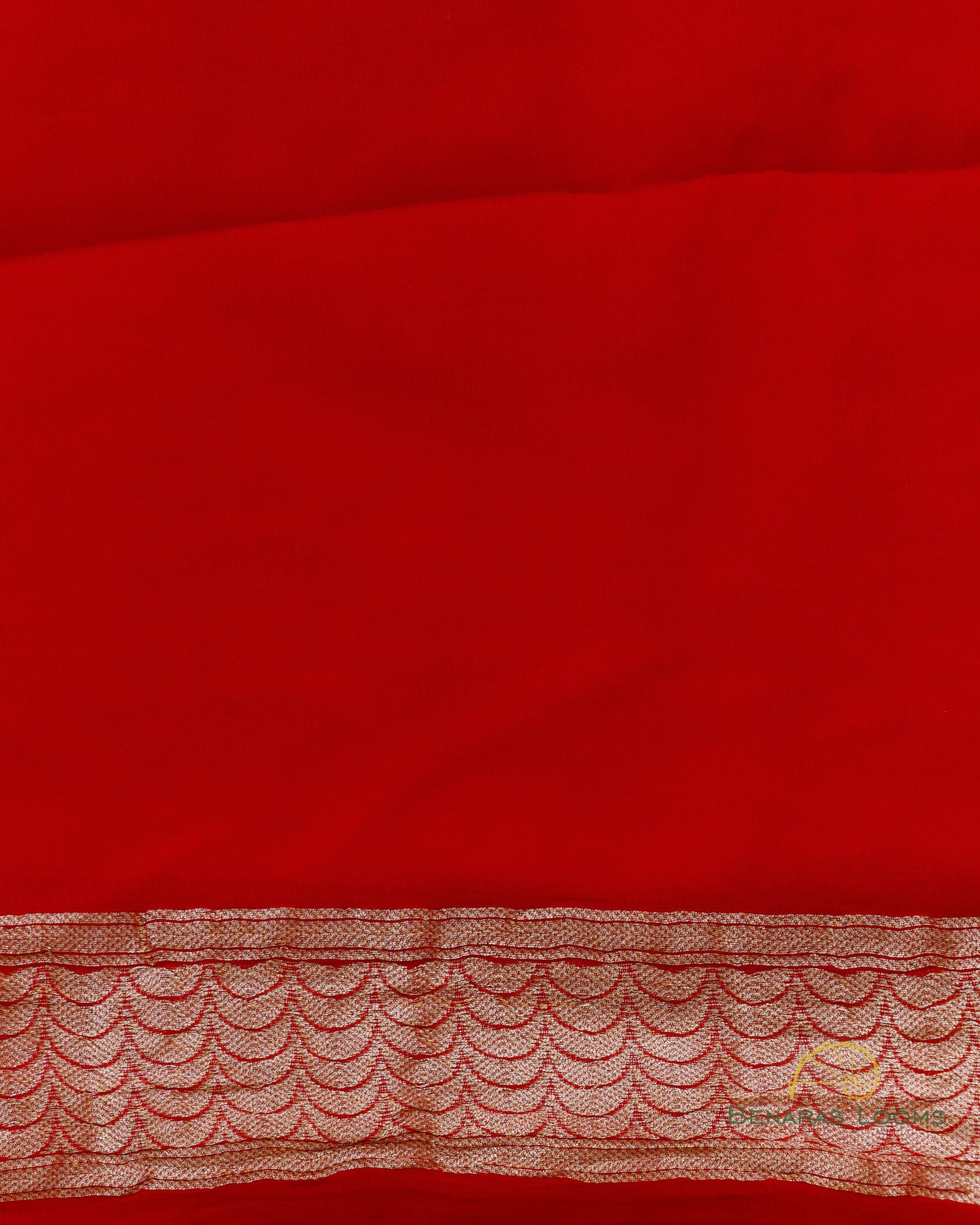 Red Handwoven Pure Georgette Shikargah Banarasi Saree